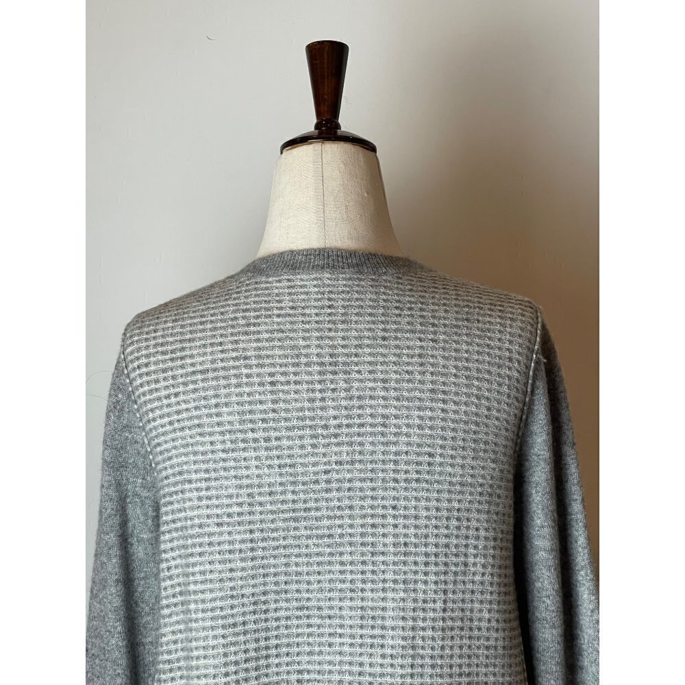 Rebecca Taylor Gray Cashmere Wool Blend Split V Neck Waffle Knit Sweater Size XS - Picture 6 of 9